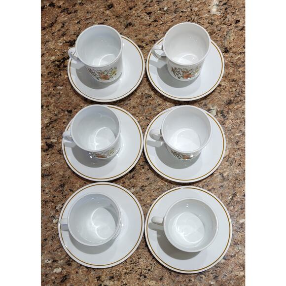 Vintage Corelle Corning Indian Summer Cups & Saucers (Set of 6) - Picture 5 of 11